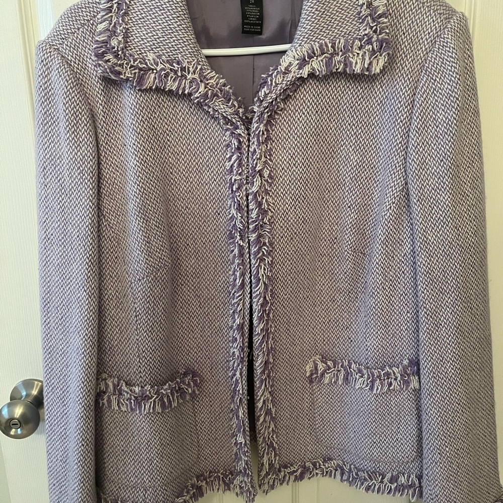 Lane Bryant Purple Blazer with Fringe Detailing